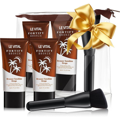 Le Vital Instant Bronzing Gel pack of two with applicator brush front view