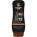 Australian Gold Sunscreen Lotion With Instant Bronzer SPF 15 front view bottle