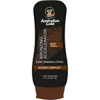 Australian Gold dark tanning accelerator lotion with bronzer front view bottle