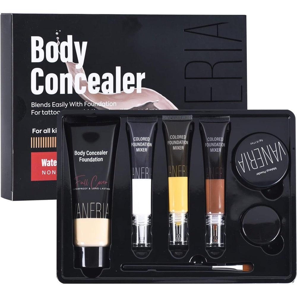 Vaneria body concealer tattoo cover up kit front view cosmetics