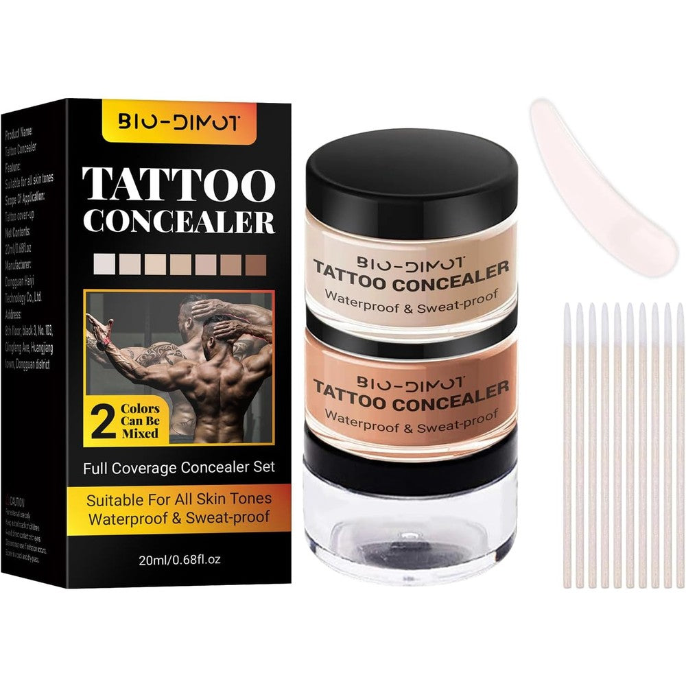 Bio-Dimot tattoo cover up makeup front view and packaging container