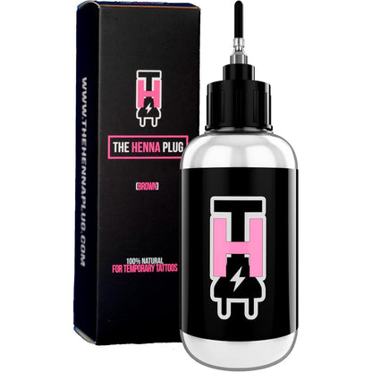 The Henna Plug H Paste Colored Bottle front view for temporary tattoo creation