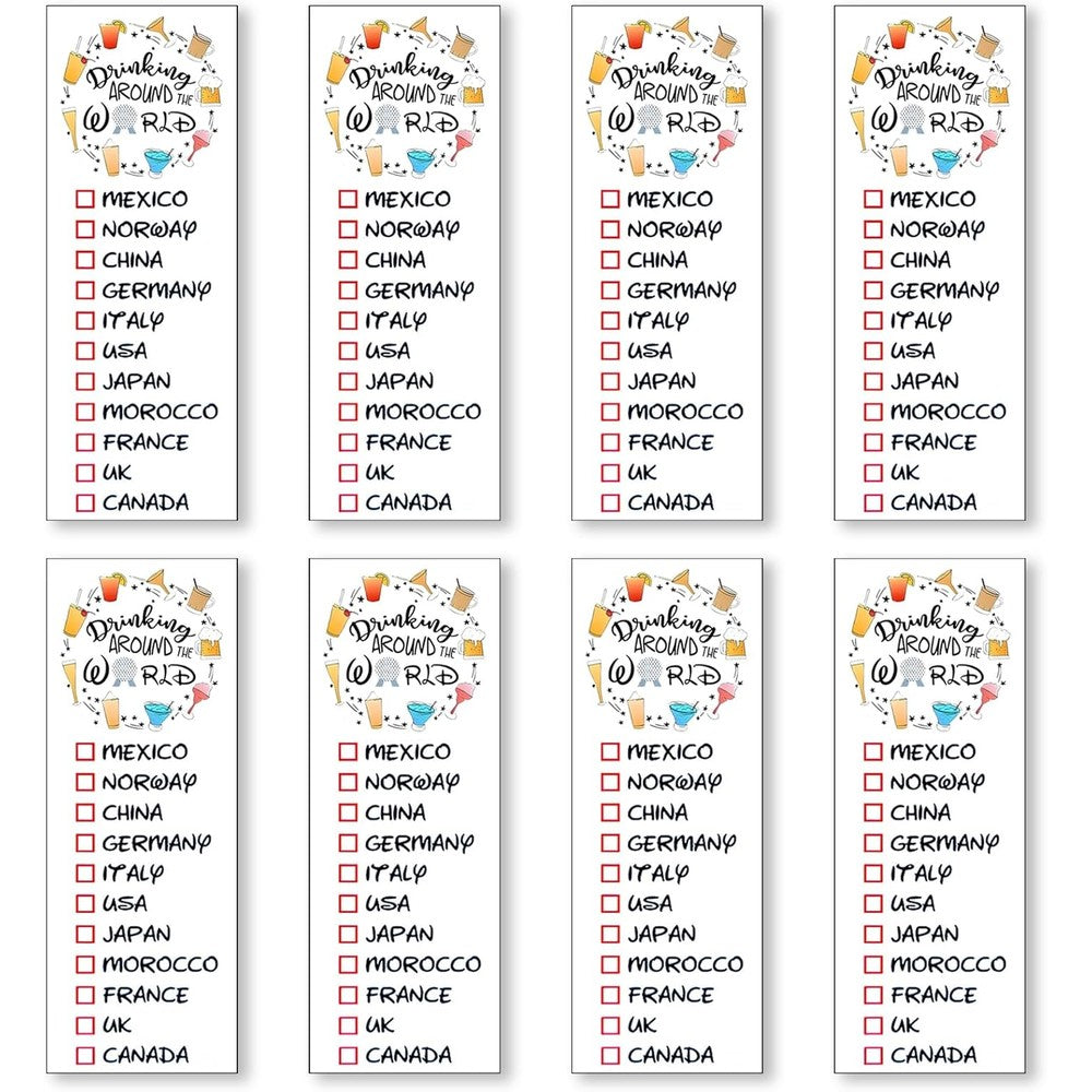 Eslinop Drink Around The World Epcot Temporary Tattoos, Pack Of 8, Water Resistant World Showcase Challenge Accessory For Disney Theme Park Trips - Image 1