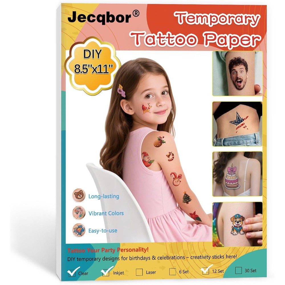 Jecqbor printable temporary tattoo paper pack front view