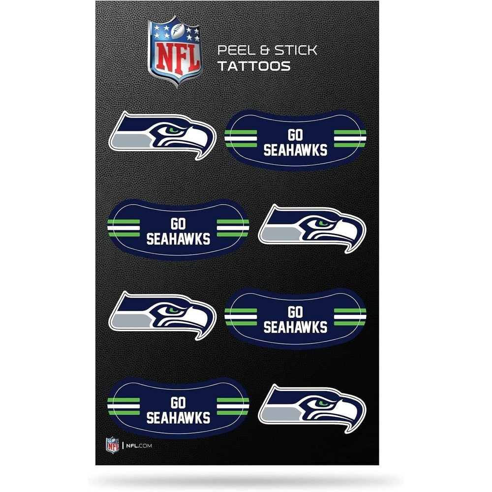 Rico Industries Seattle Seahawks peel and stick tattoo sheet front view