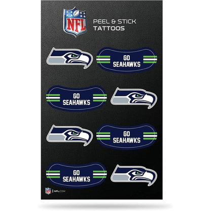 Rico Industries Seattle Seahawks peel and stick tattoo sheet front view