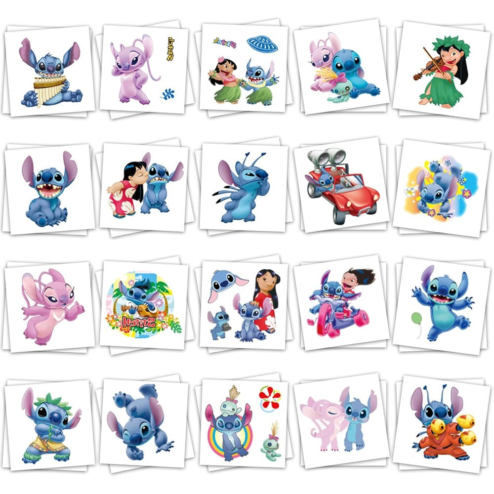 Cooksvg Cartoon Stitch temporary tattoo sheets front view for kids