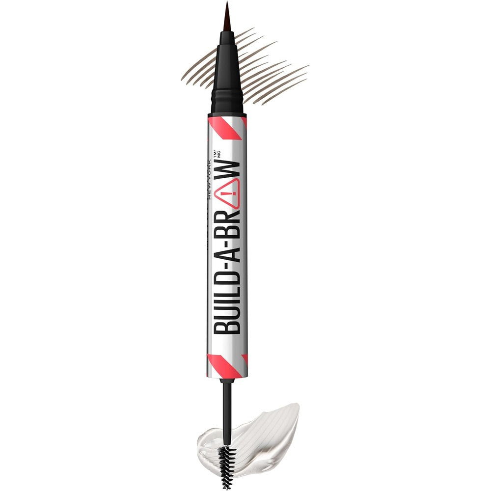 Maybelline Build A Brow 2 in 1 Brow Pen and Sealing Eyebrow Gel Ash Brown front view