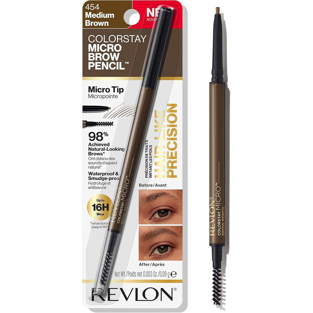 Revlon ColorStay Micro Eyebrow Pencil front view in Medium Brown shade