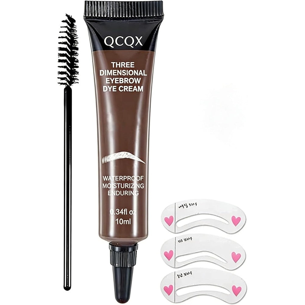 Qcqx Three Dimensional Eyebrow Dye Cream in Chocolate front packaging view.