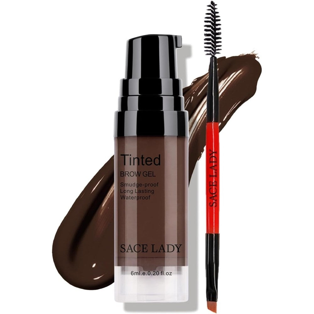 SACE LADY 3D Eyebrow Gel front view of premium vacuum pump packaging with dual applicator brush.