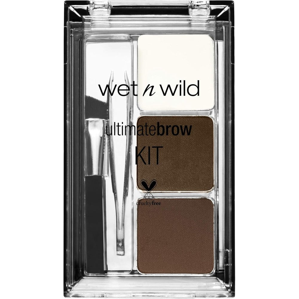 Wet N Wild Ultimate Eyebrow Makeup Kit Dark Brown front view showing the closed travel compact.
