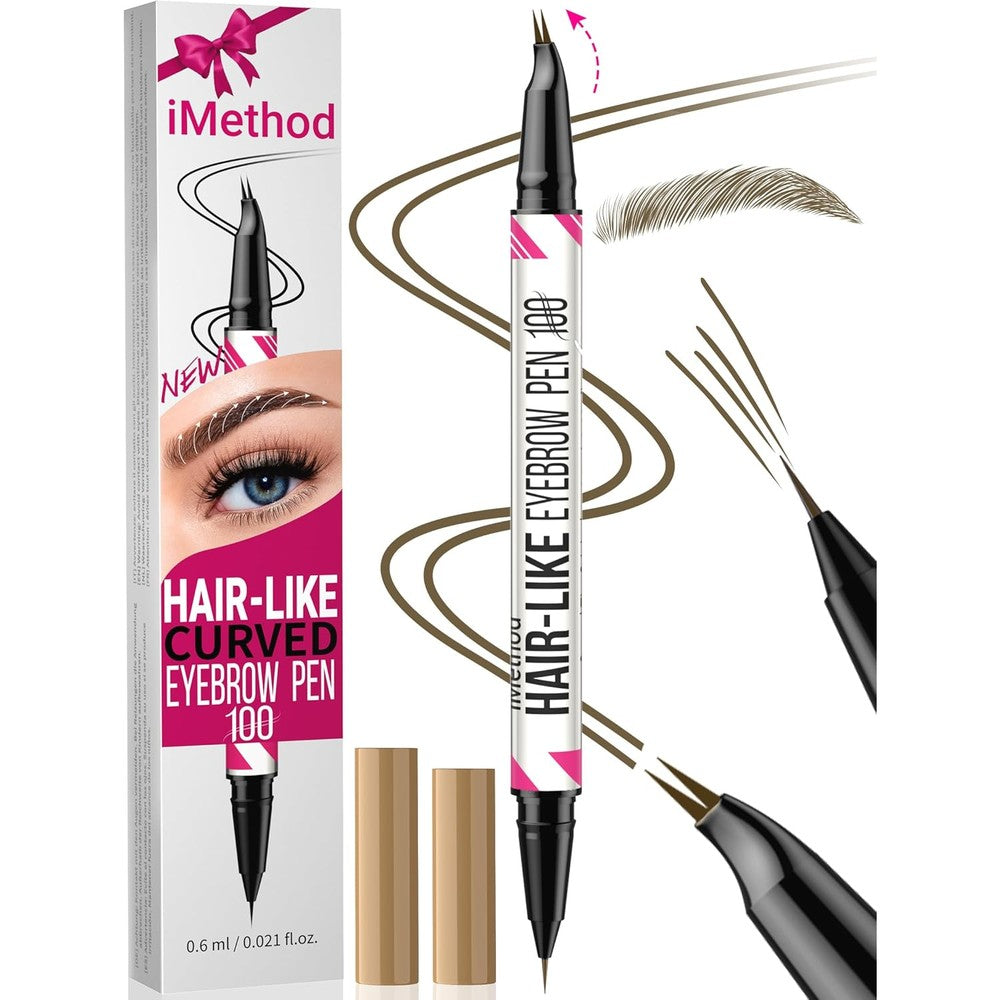 iMethod Beauty Curved Eyebrow Pen Brown front view showing dual ends