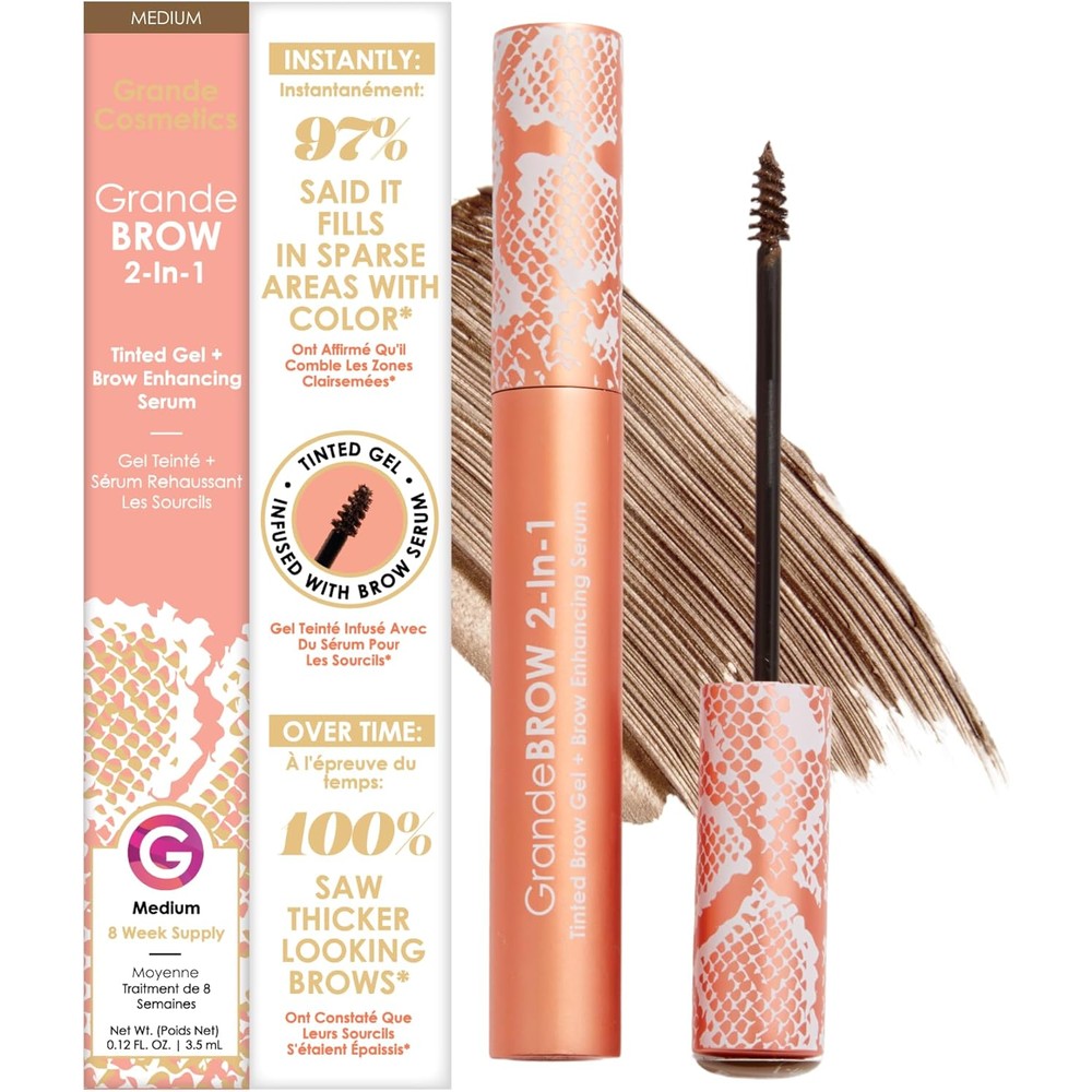 Grande Cosmetics GrandeBROW 2 in 1 Tinted Brow Gel with applicator brush