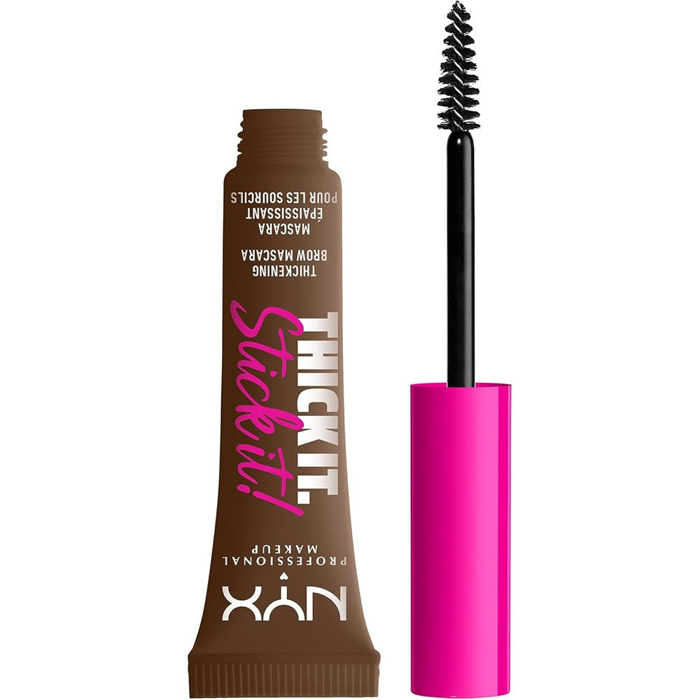 NYX Professional Makeup Thick It Stick It Brow Mascara Brunette front view showcasing the packaging.