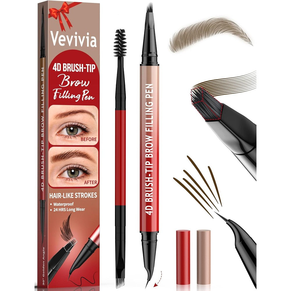 Vevivia Lighting 4D Brush Tip Eyebrow Pencil front view showcasing the dual ended pen design.