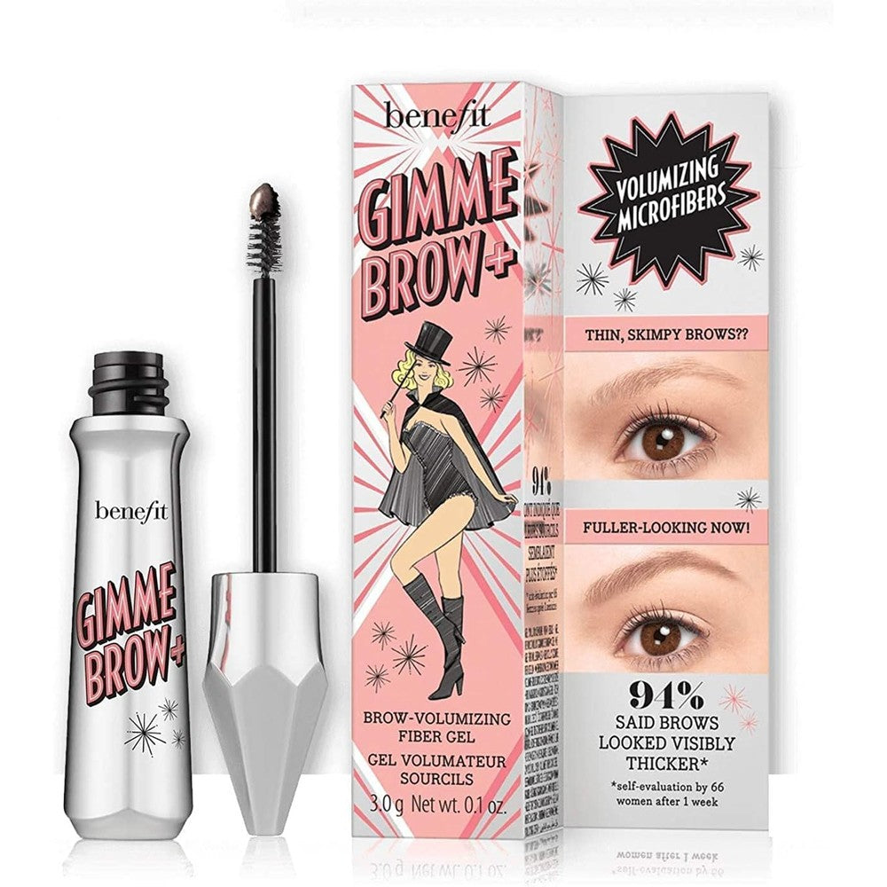 Benefit Gimme Brow Volumizing Fiber Gel 3 Medium Neutral front view authentic USA imported eyebrow makeup