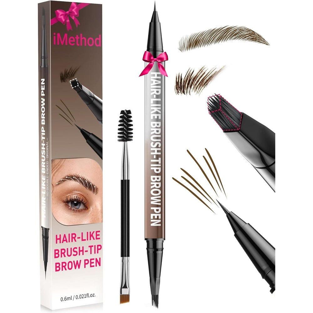 iMethod Beauty Eyebrow Pen front view showcasing the dual-ended design and dark brown shade packaging.