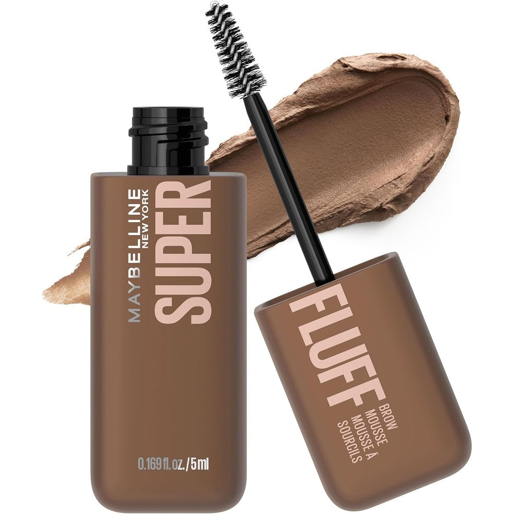 Maybelline Superfluff Volumizing Brow Mousse in Soft Brown front view showing the product packaging.