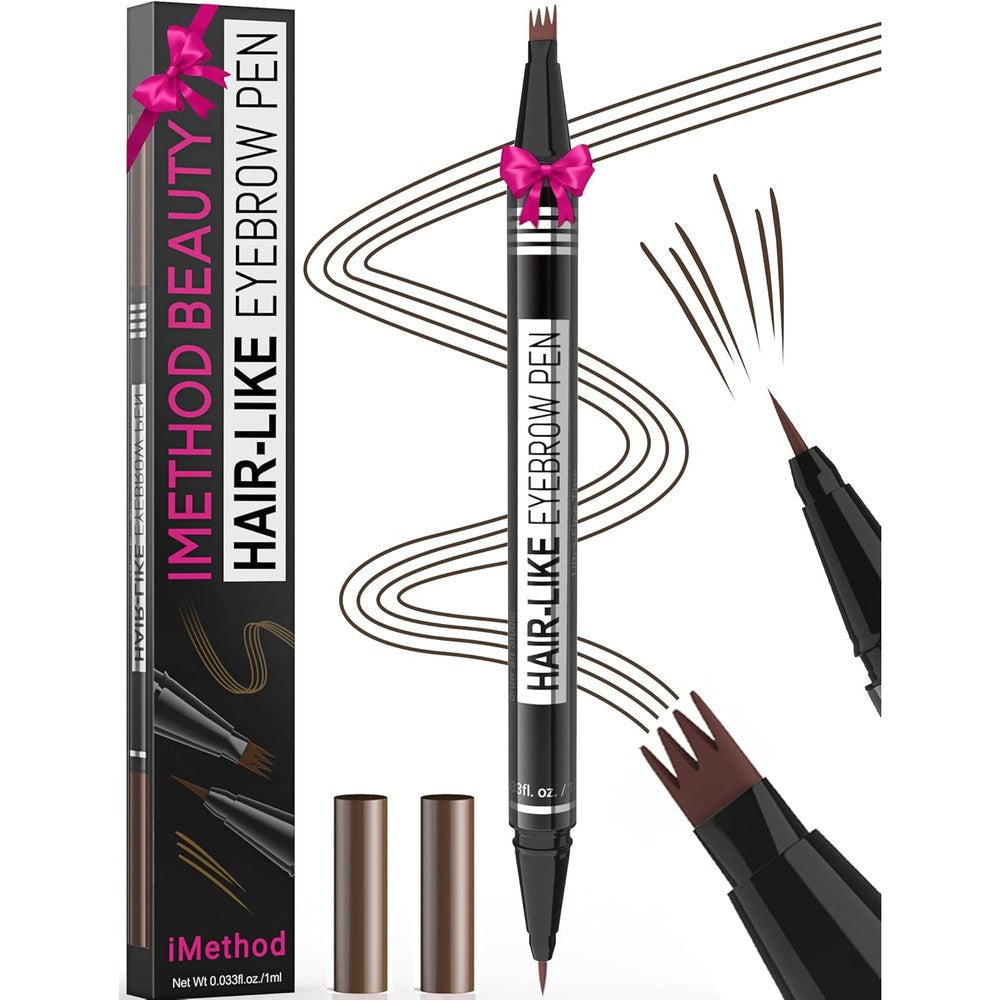 IMethod Microblading Eyebrow Pen front view showing the dark brown dual-ended design.