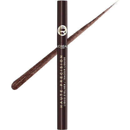 L'Oreal Paris Haute Precision Waterproof Liquid Eyeliner 020 Brown Leather front view showing the sleek pen packaging.
