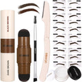 UCANBE 25 Pieces Eyebrow Stamp Stencil Kit Kit 04 front view showcasing the entire makeup set layout
