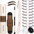 UCANBE 25 Pieces Eyebrow Stamp Stencil Kit Kit 04 front view showcasing the entire makeup set layout