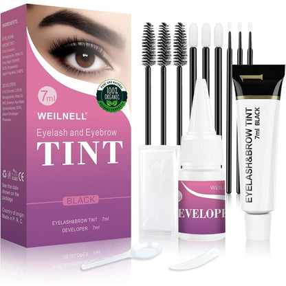 WEILNELL eyelash and eyebrow color kit front view showing black packaging box.