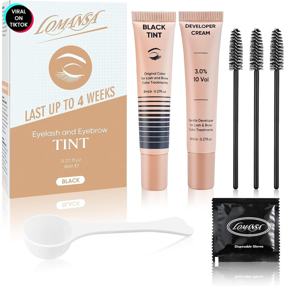 Lomansa Lash Color Kit 8ml with black dye and developer for eyelash and eyebrow tinting