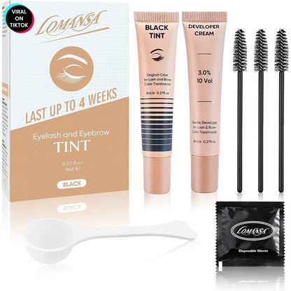 Lomansa Lash Color Kit 8ml with black dye and developer for eyelash and eyebrow tinting