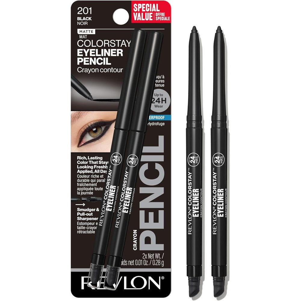 Revlon ColorStay Pencil Waterproof Eyeliner 2 Pack front view