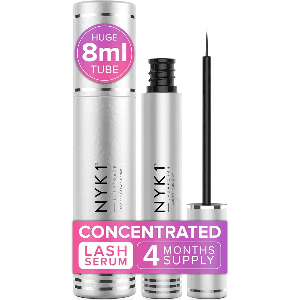 NYK1 LashForce Concentrated Eyelash Growth Serum eight milliliters front packaging view for eyelash growth