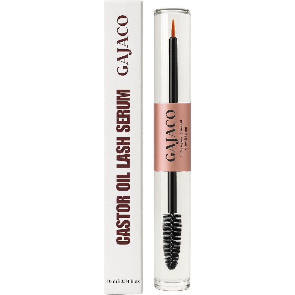 Live Fraiche Organic Castor Oil Eyelash Growth Serum front view showing double ended mascara tube packaging.
