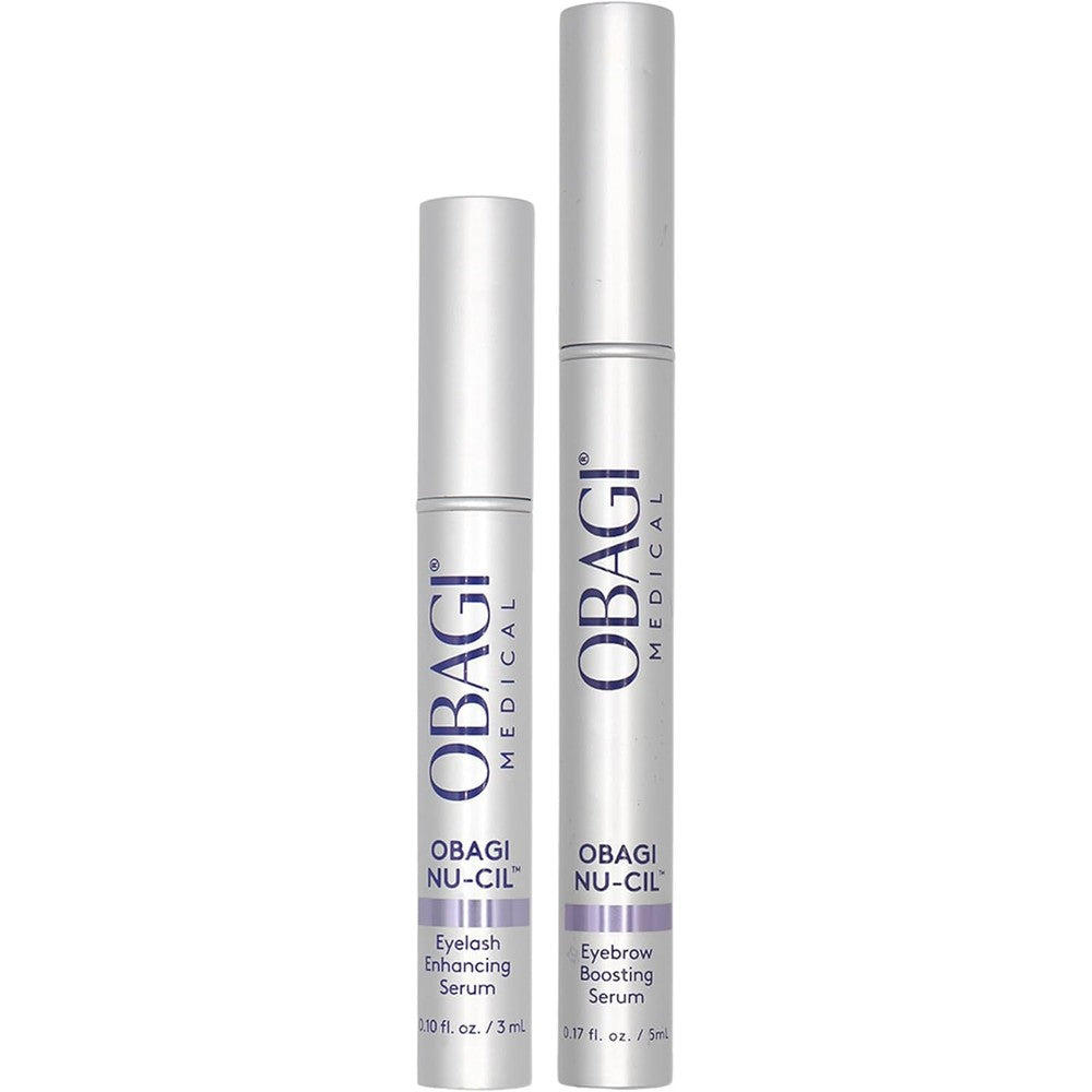 Obagi Medical Nu-Cil eyelash and eyebrow serum set front view showcasing the premium packaging and dual tubes.