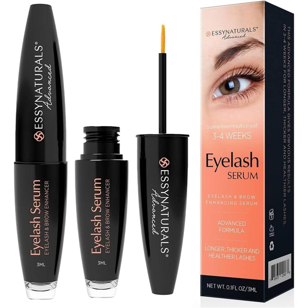 EssyNaturals Advanced Eyelash And Brow Growth Serum front view bottle
