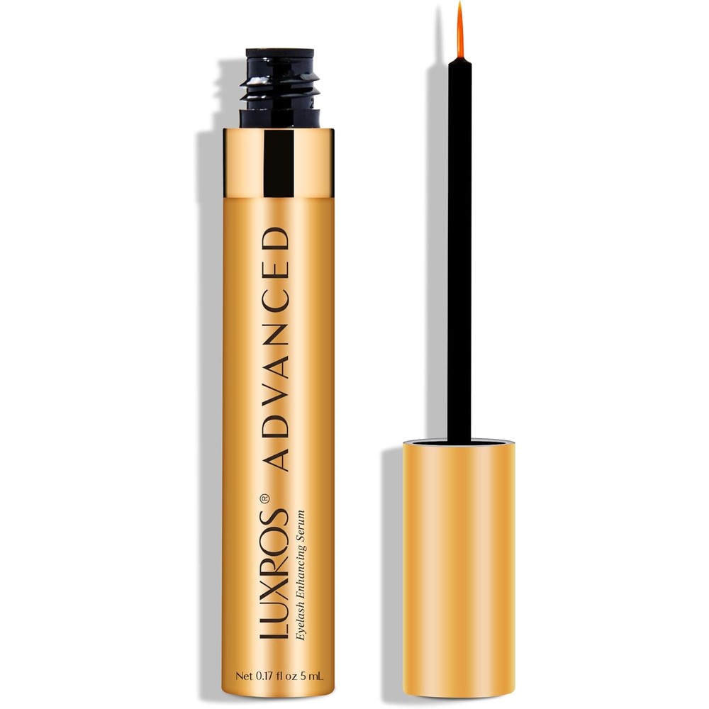 LUXROS Plant Based Eyelash Growth Serum gold tube front view packaging