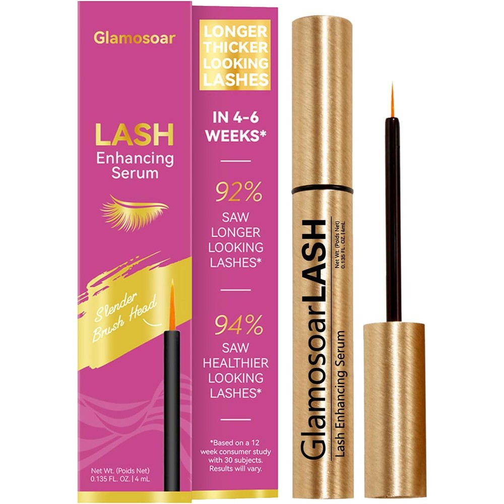 Glamosoar Lash Enhancing Eyelash Growth Serum front view showcasing the 4ml premium packaging.