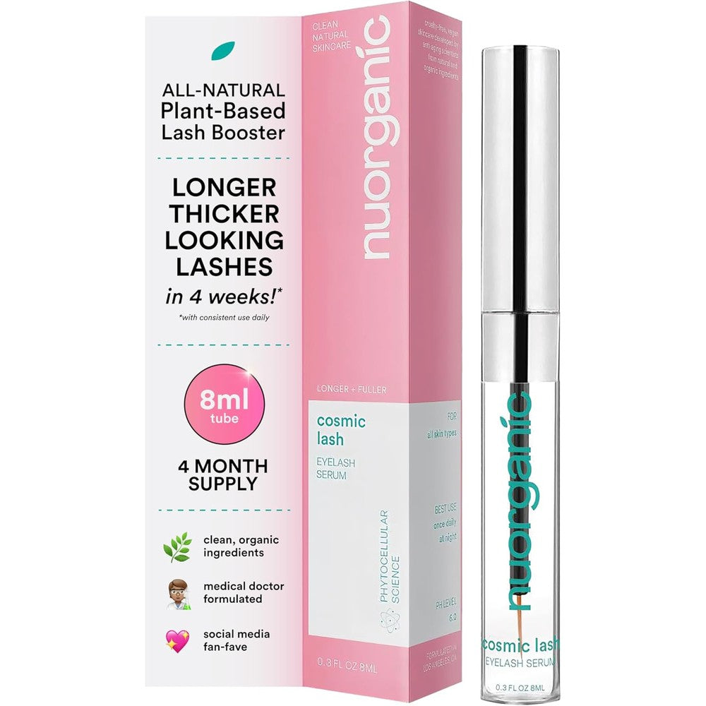 NuOrganic Cosmetics Cosmic Lash Eyelash Growth Serum front view of the packaging and tube.