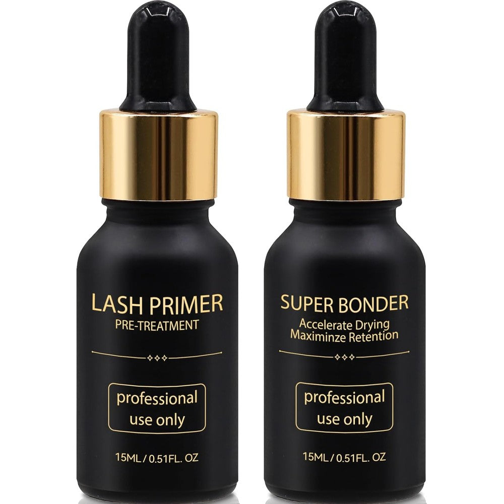 PRO LASHBEAUTY Lash Bonder and Primer Kit professional front view showing two fifteen milliliter bottles