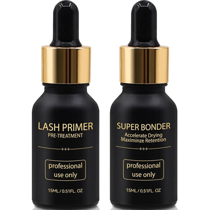 PRO LASHBEAUTY Lash Bonder and Primer Kit professional front view showing two fifteen milliliter bottles