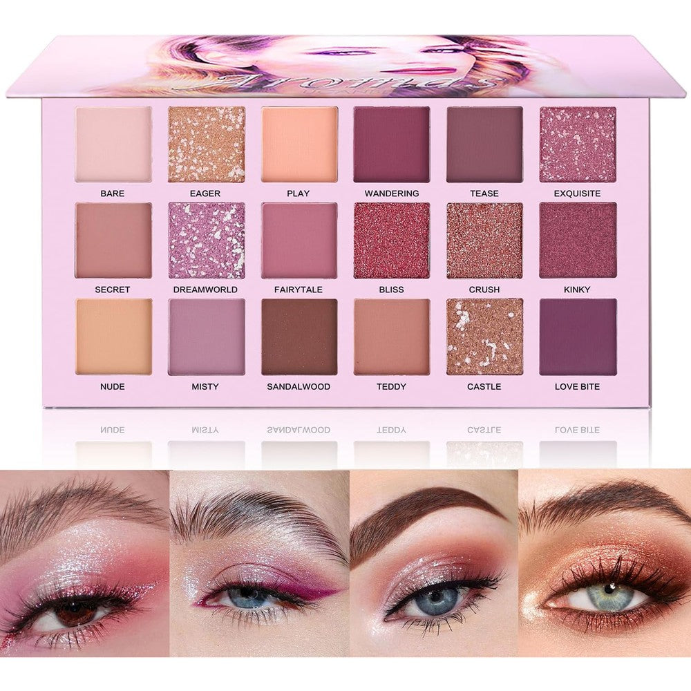UCANBE aromas nude eyeshadow palette featuring 18 matte and shimmer pigment shades