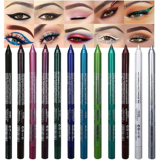 Evpct 12 piece gel glitter eyeliner pencil set front view