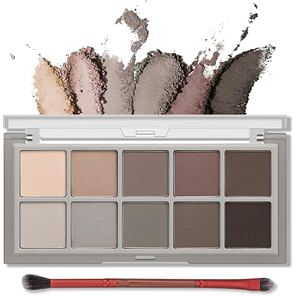 Erinde 10 Colors Matte Eyeshadow Palette in 04 Cement closed case