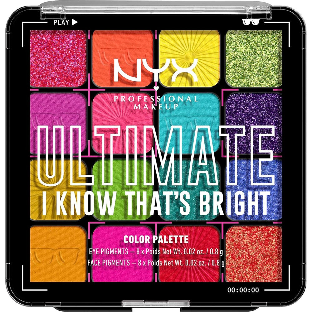 Nyx Professional Makeup Ultimate Shadow Palette I Know That's Bright front view