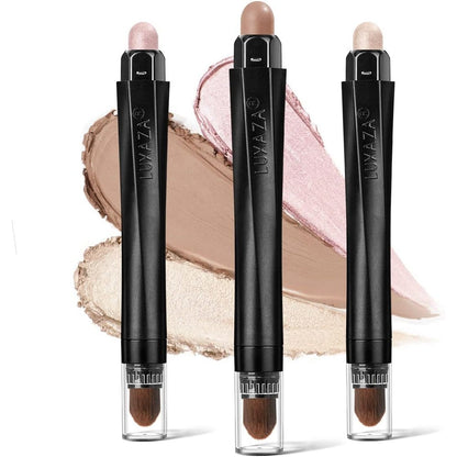 Luxaza 3 Piece Cream Eyeshadow Stick Set front view featuring matte and shimmer pencils