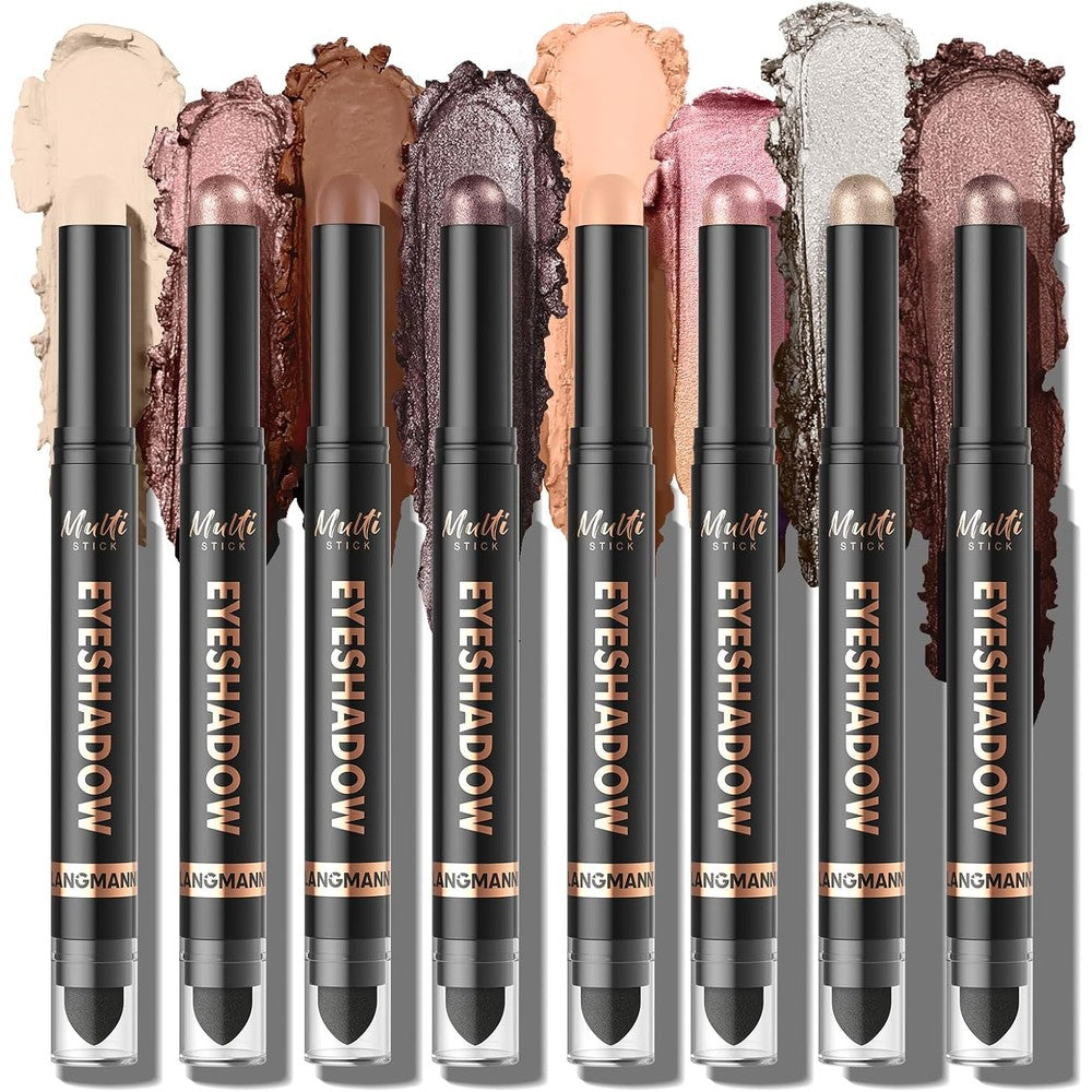 Langmanni 8 colors dual-ended cream eyeshadow stick set front view