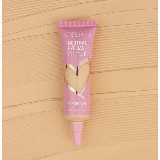 Beauty Creations Neutral Eye Base Primer Porcelain front view squeeze tube packaging for vibrant eyeshadow setup