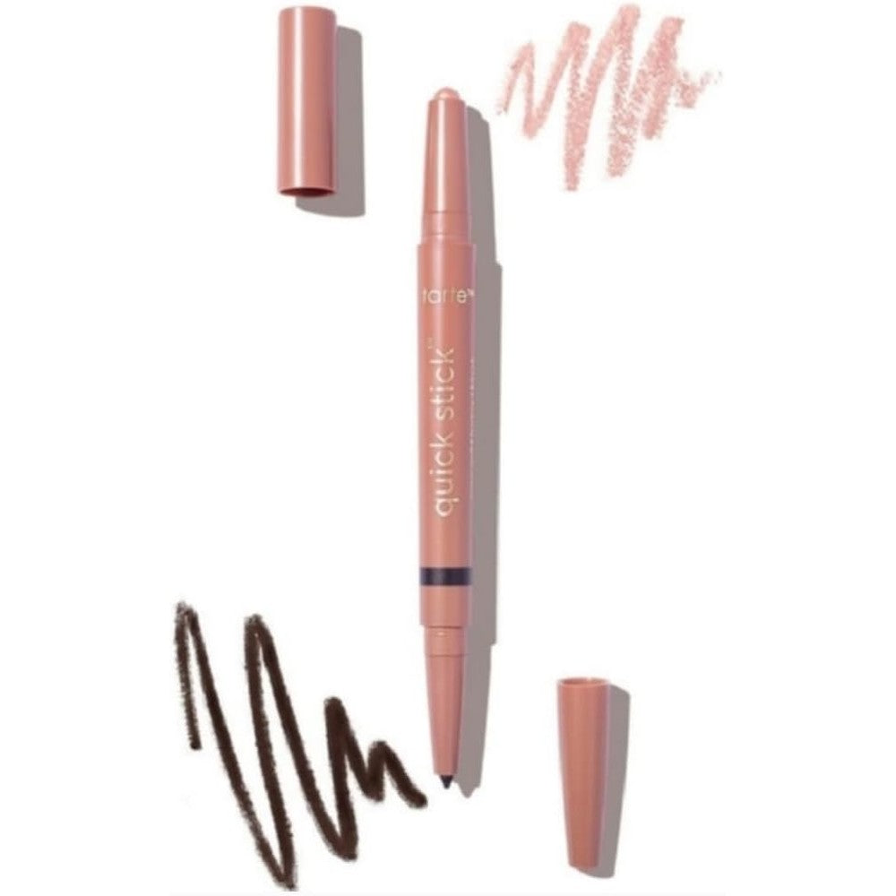 Tarte Quick Stick Waterproof Shadow and Liner in Golden Pink Luster and Black front view.
