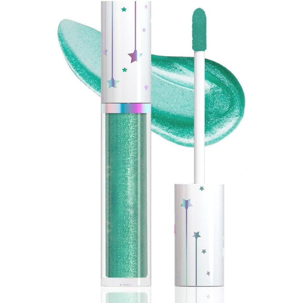 Evpct liquid shimmery glitter teal eyeshadow eyeliner front view