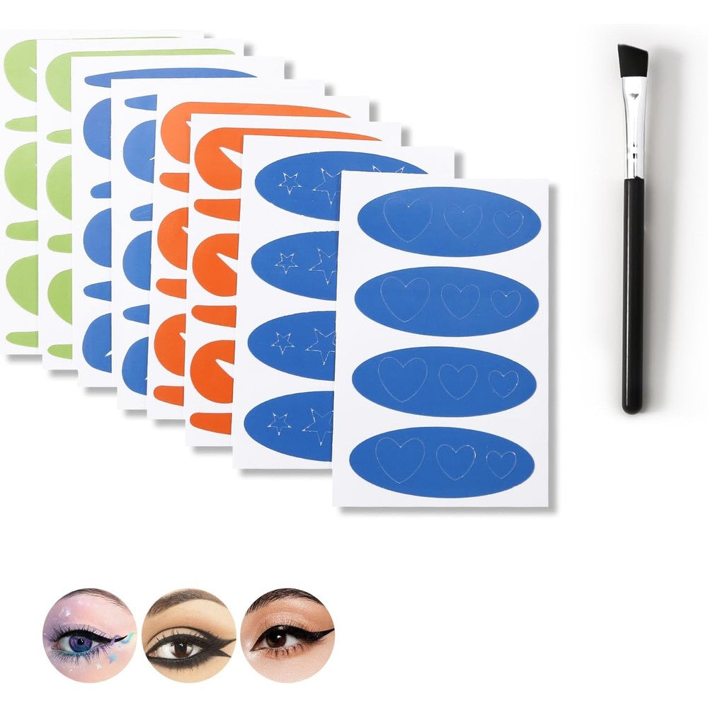 Geuufea 8 Sheets Eyeliner Stencil Stickers kit front view